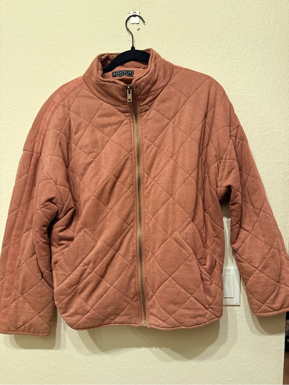Quilted Zip-Front Jacket - Dusty Rose